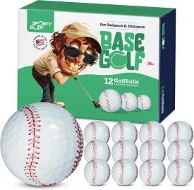 Baseball Golf Balls Set of 12 Golf Balls, Baseball Design, Made for Longer Drives, Precise Control, Dupont Surlyn Cover, Cool Golf Balls, Perfect Golf Gift for Men & Women
