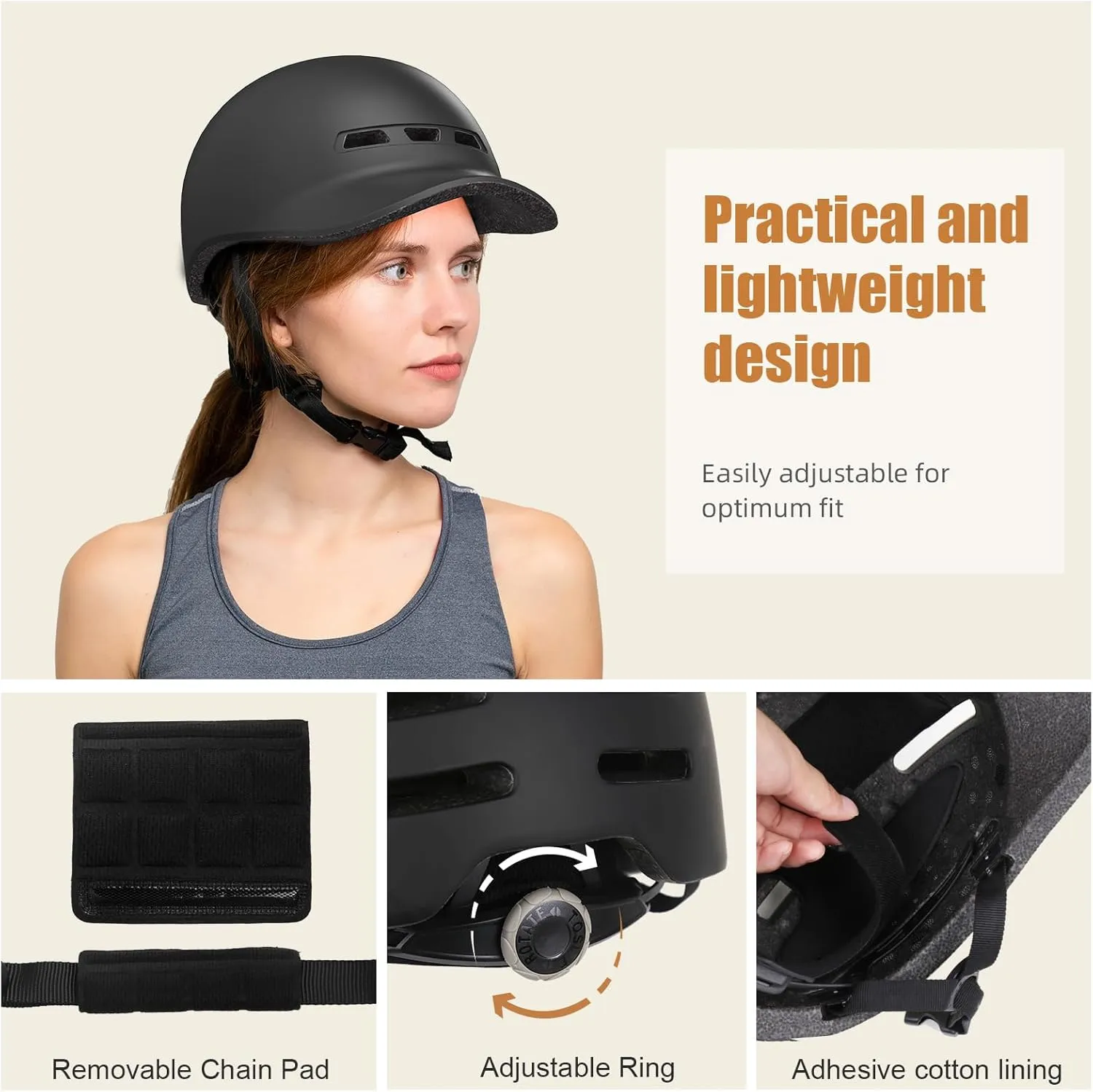 Bike Helmet, Shinmax Baseball Cap Adult Bike Helmets for Men Women Bicycle Helmet Lightweight Adjustable Cycling Helmet for Urban Commuter Road Biking