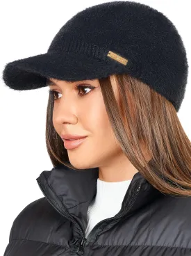 Braxton Beanie Visor - Womens Winter Wool Knit Hat with Brim - Billed Knit Cap Newsboy Hats