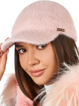 Braxton Beanie Visor - Womens Winter Wool Knit Hat with Brim - Billed Knit Cap Newsboy Hats