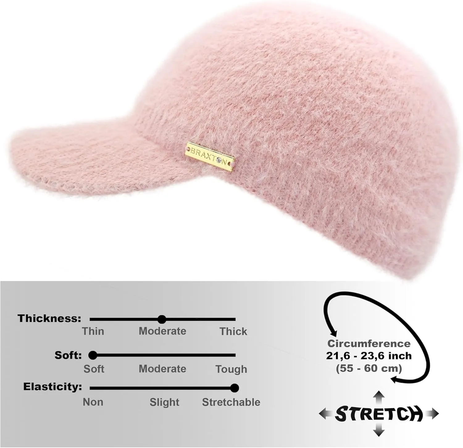 Braxton Beanie Visor - Womens Winter Wool Knit Hat with Brim - Billed Knit Cap Newsboy Hats