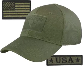 Condor Fitted Tactical Cap Bundle - USA Morale & USA Flag Patches - Choose Size