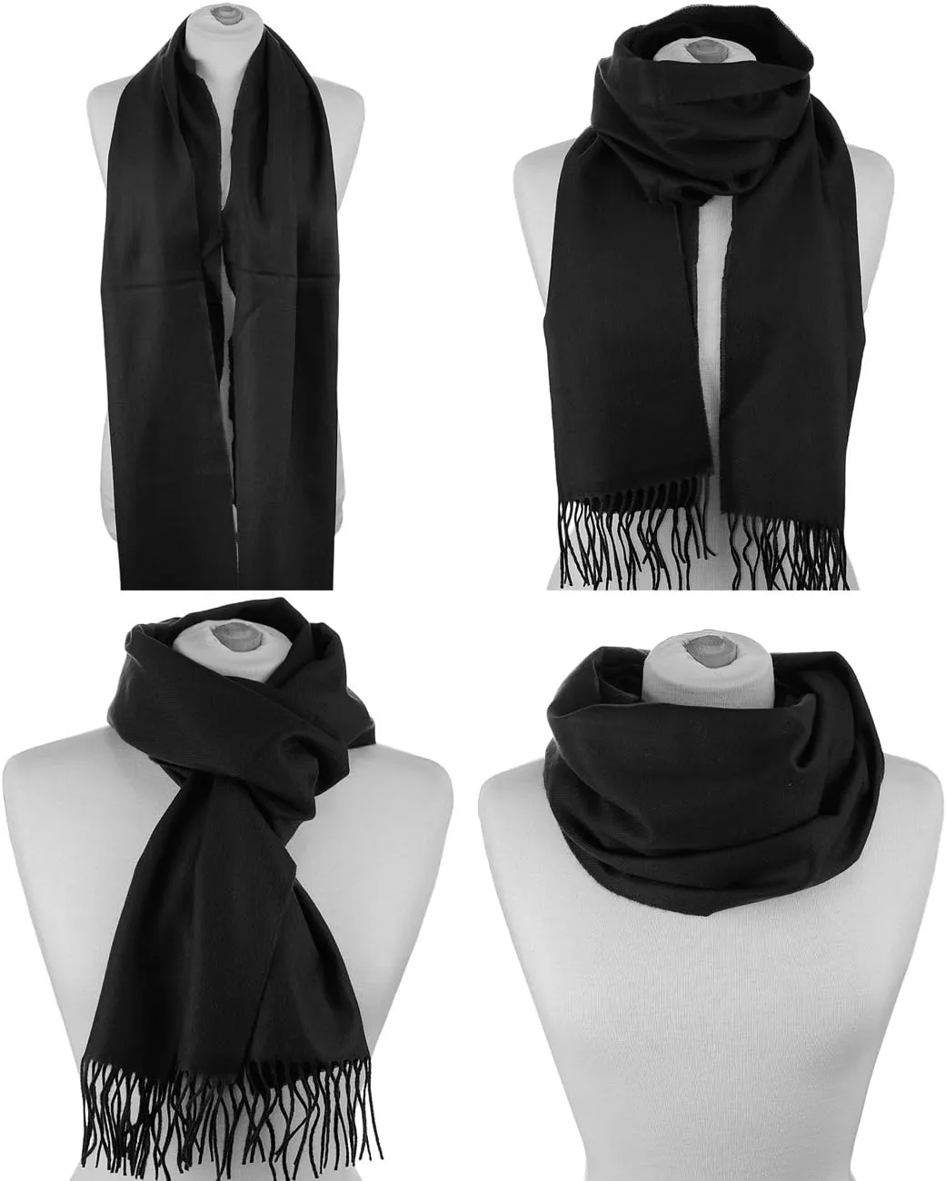 D&Y Unisex Classic Softer Than Cashmere Plain Fringe End Scarf