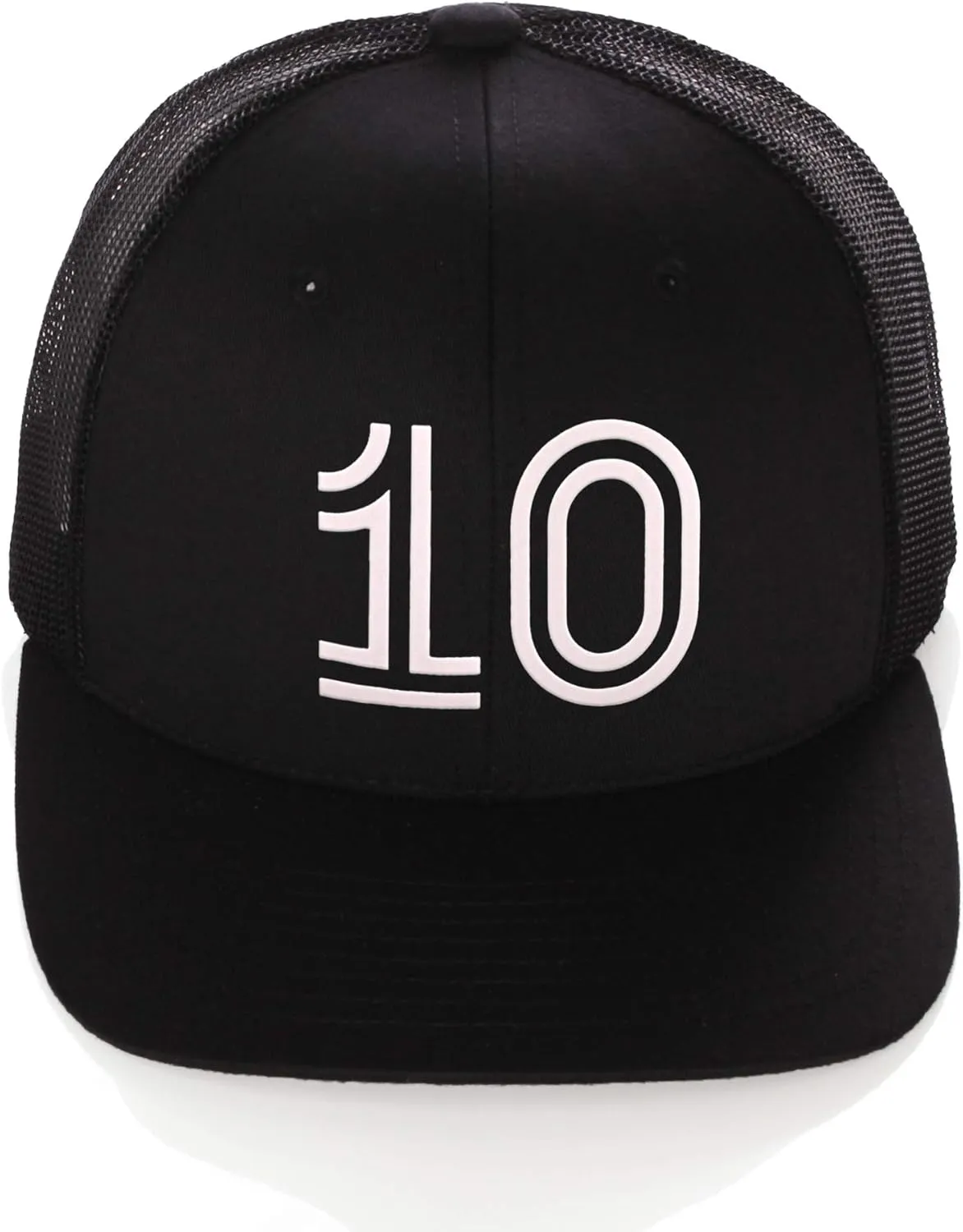 Daxton Team Numbers Structured Trucker Mesh Hat Mid Profile Cap, Black Black