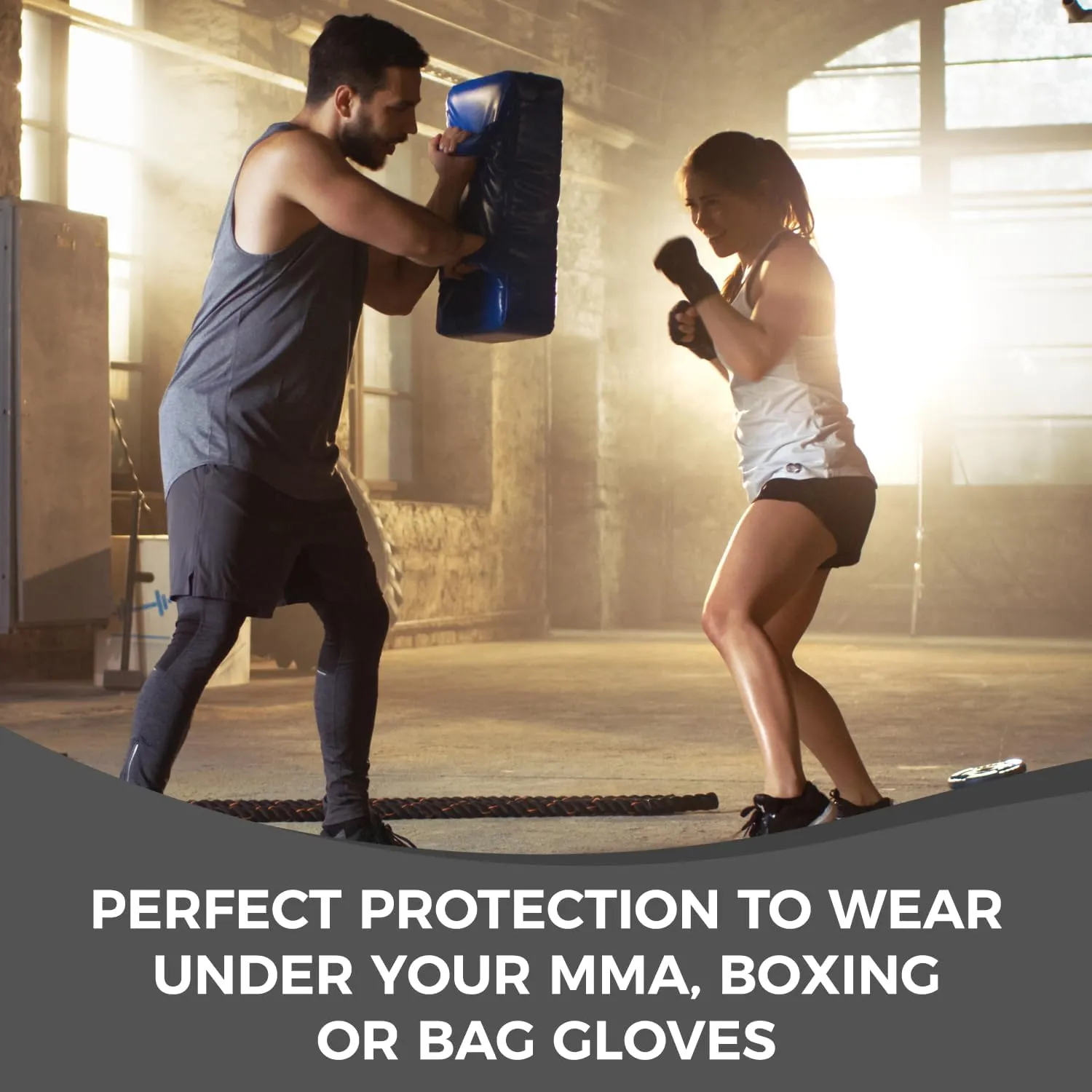 Defy Gel Padded Inner Gloves with Hand Wraps - MMA Muay Thai Boxing Fight Pair