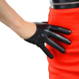 DooWay Extra short Leather Gloves Half Palm 13cm Soft PU for Cosplay Dance Party