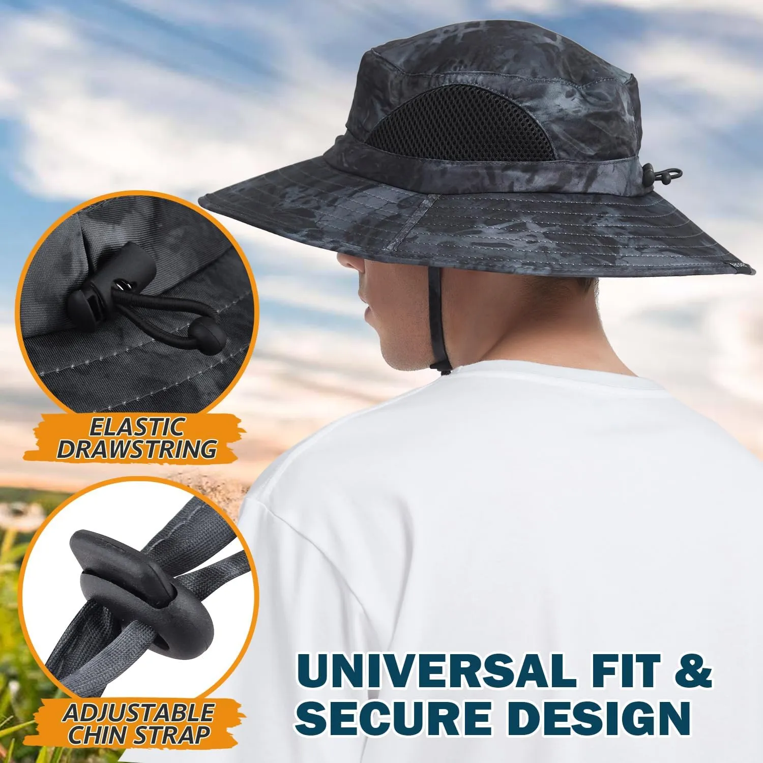EINSKEY Wide Brim Sun Hat, UPF 50  UV Protection Waterproof Packable Bucket Hat for Men & Women, Fishing Hiking Beach Garden