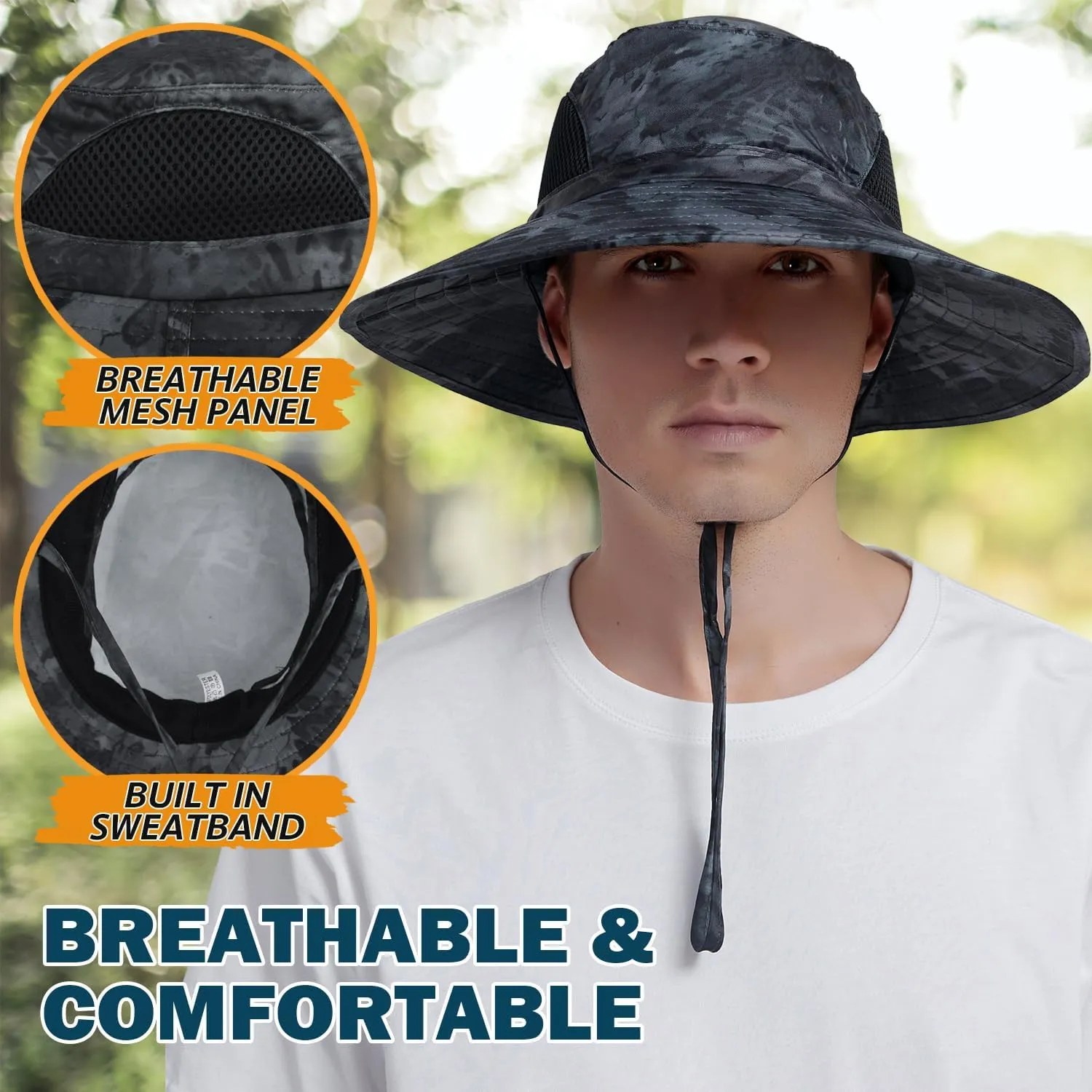 EINSKEY Wide Brim Sun Hat, UPF 50  UV Protection Waterproof Packable Bucket Hat for Men & Women, Fishing Hiking Beach Garden