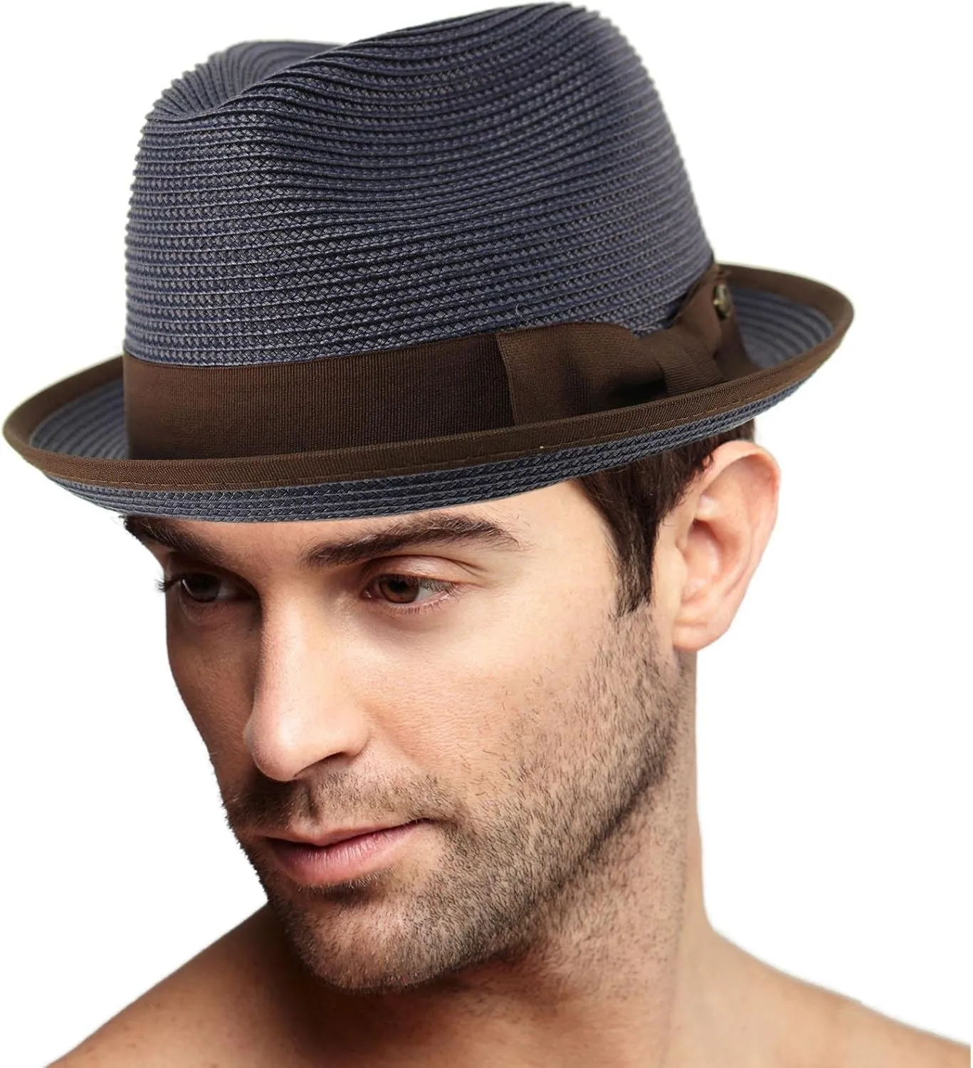 Epoch Men's Classy Travel Crushable 2tone Derby Fedora Upturn Curl Brim Hat