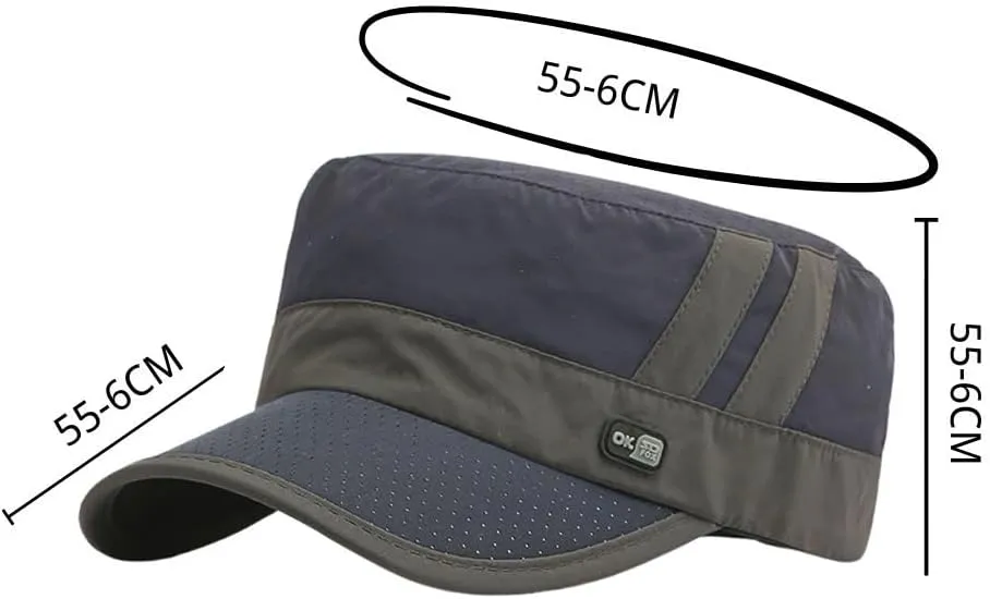 FASHIXD Mesh Military Hat for Men Summer Army Cap Quick Qry Short Bill Hat Cadet Caps