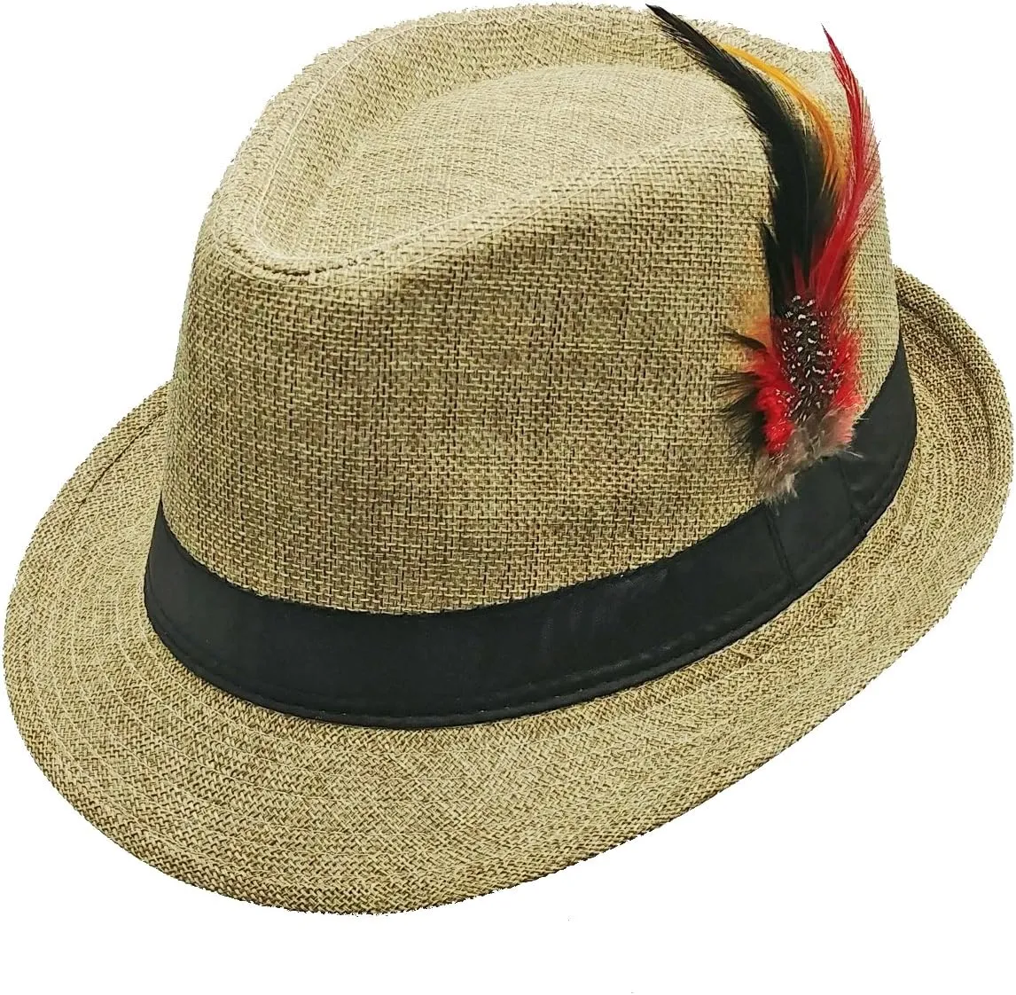 Fedora HAT with Band & Feather - Trilby Gangster Mob Panama Jazz Vintage Style