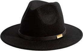 Gossifan Fedora Hats for Men Wide Brim Panama Hat with Classic Belt