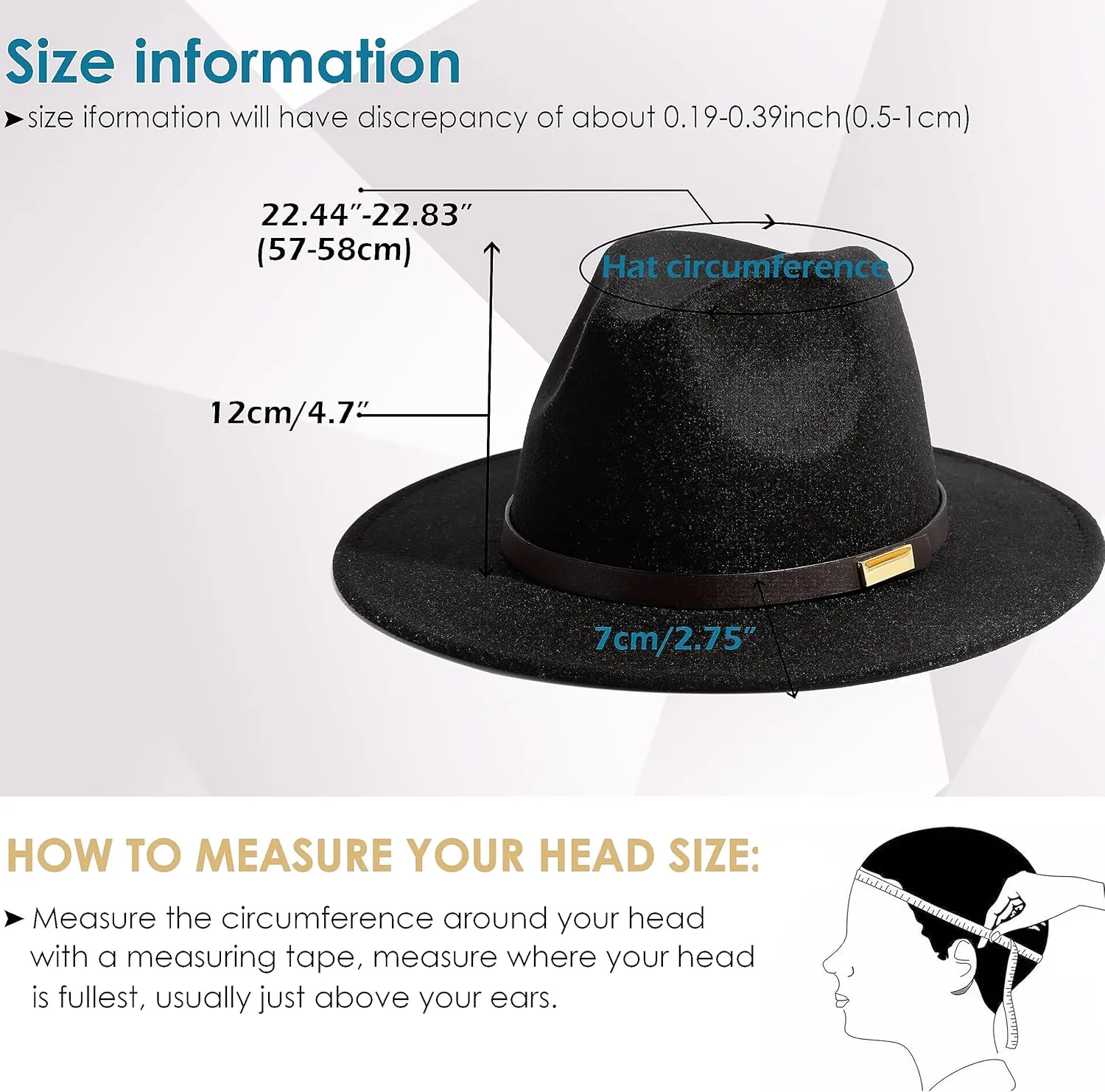 Gossifan Fedora Hats for Men Wide Brim Panama Hat with Classic Belt