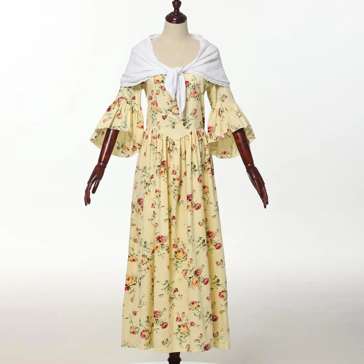 GRACEART Pioneer Woman Costume Colonial Prairie Dress for Women 100% Cotton