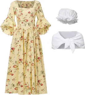 GRACEART Pioneer Woman Costume Colonial Prairie Dress for Women 100% Cotton