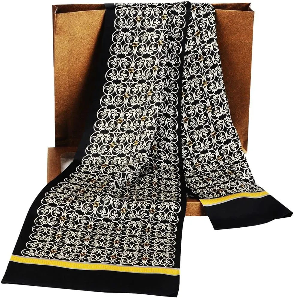 Lonxu Fashion Mens 100% Silk Long Scarf/Cravat Scarives Double Layer