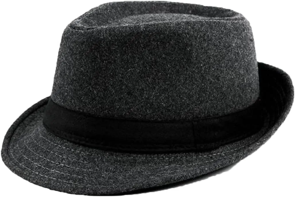 Men Women Fedora Hat Vintage Woolen Jazz Hat British Style Classic Cap and Hat White