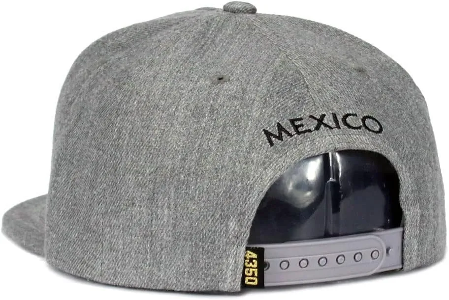 Mexico Hat Metallic Golden Federal Logo Mexican Eagle Aguila Snapback Flat Bill Baseball Cap