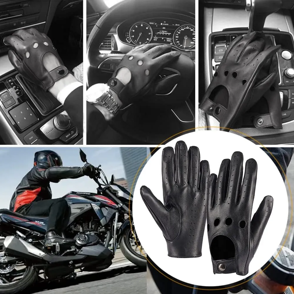MGGMOKAY Women's Leather Driving Gloves Touchscreen Thin Soft Sheepskin Motorcycle Riding Gloves Unlined