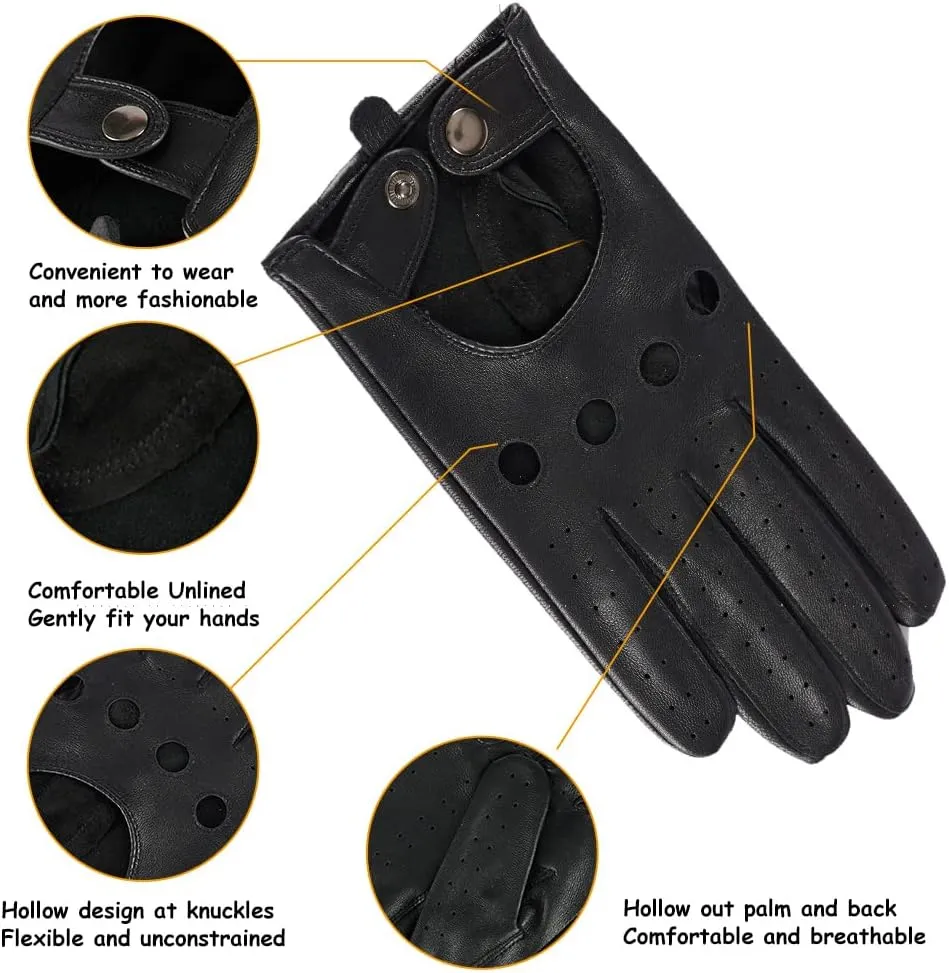 MGGMOKAY Women's Leather Driving Gloves Touchscreen Thin Soft Sheepskin Motorcycle Riding Gloves Unlined