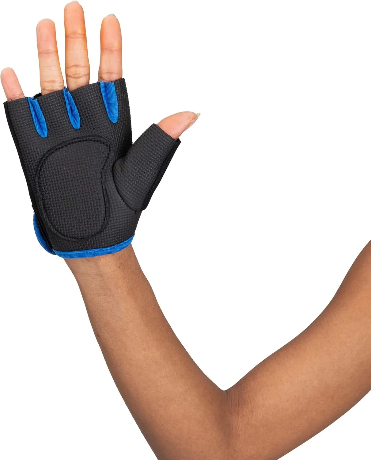 Mind Reader Workout Glove Set, Open Finger, Wrist Support for Men and Women, Textured Non-Slip Grip for Sports, Lifting Weights, Gym Fitness, Small, Blue