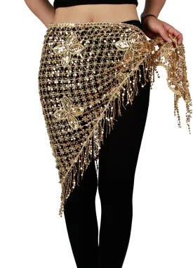 MISI CHAO Belly Dance Hip Scarf - Hip Skirt Belly Dancing Belt Triangle Shawl Tassel Belts Waist Chain for Women/Girls