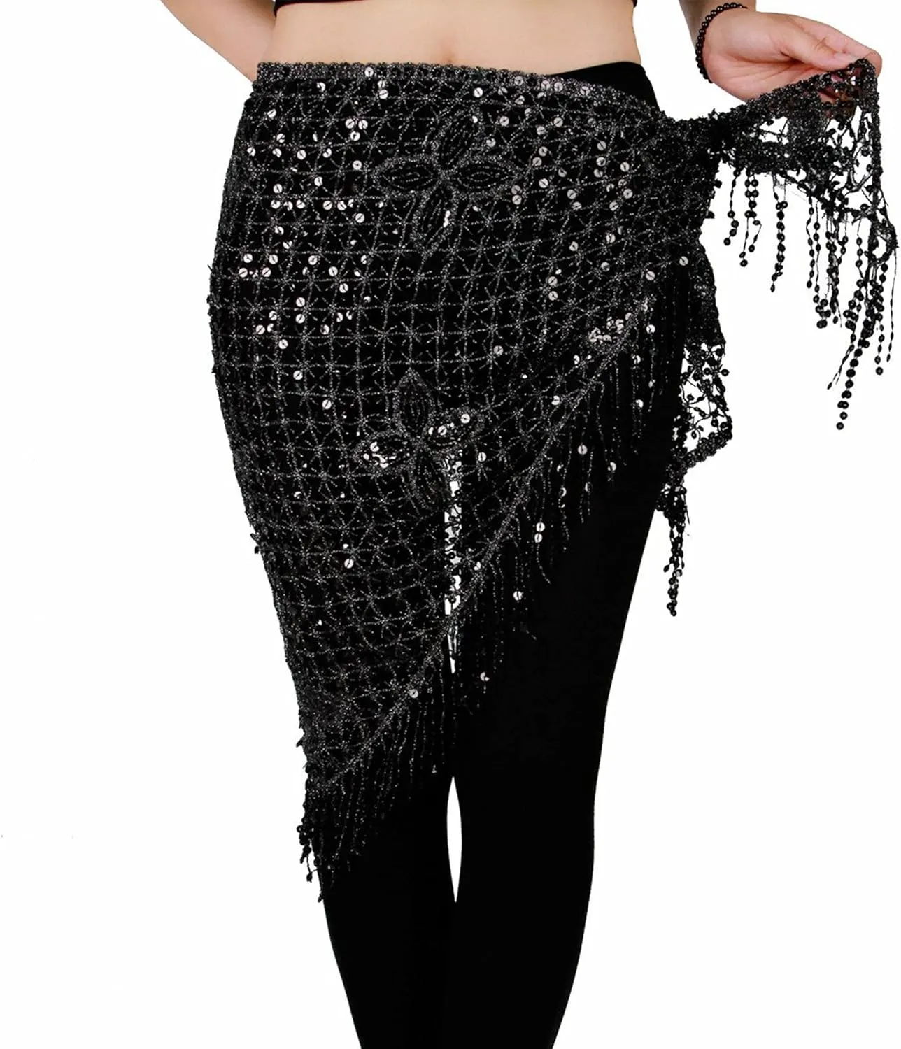 MISI CHAO Belly Dance Hip Scarf - Hip Skirt Belly Dancing Belt Triangle Shawl Tassel Belts Waist Chain for Women/Girls