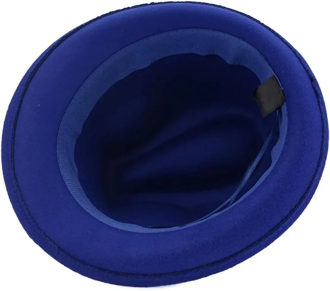 Mnjyihy Roll Short Brim Fedora Hats for Women Men Solid Rivet Belt Formal Dress Party Jazz Cap Sombreros