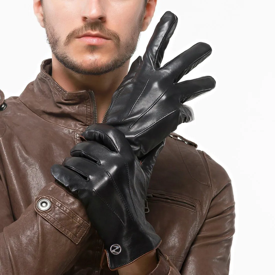 Nappaglo Men's Genuine Touchscreen Nappa Leather Gloves Driving Winter Warm Mittens