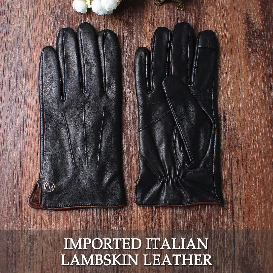 Nappaglo Men's Genuine Touchscreen Nappa Leather Gloves Driving Winter Warm Mittens