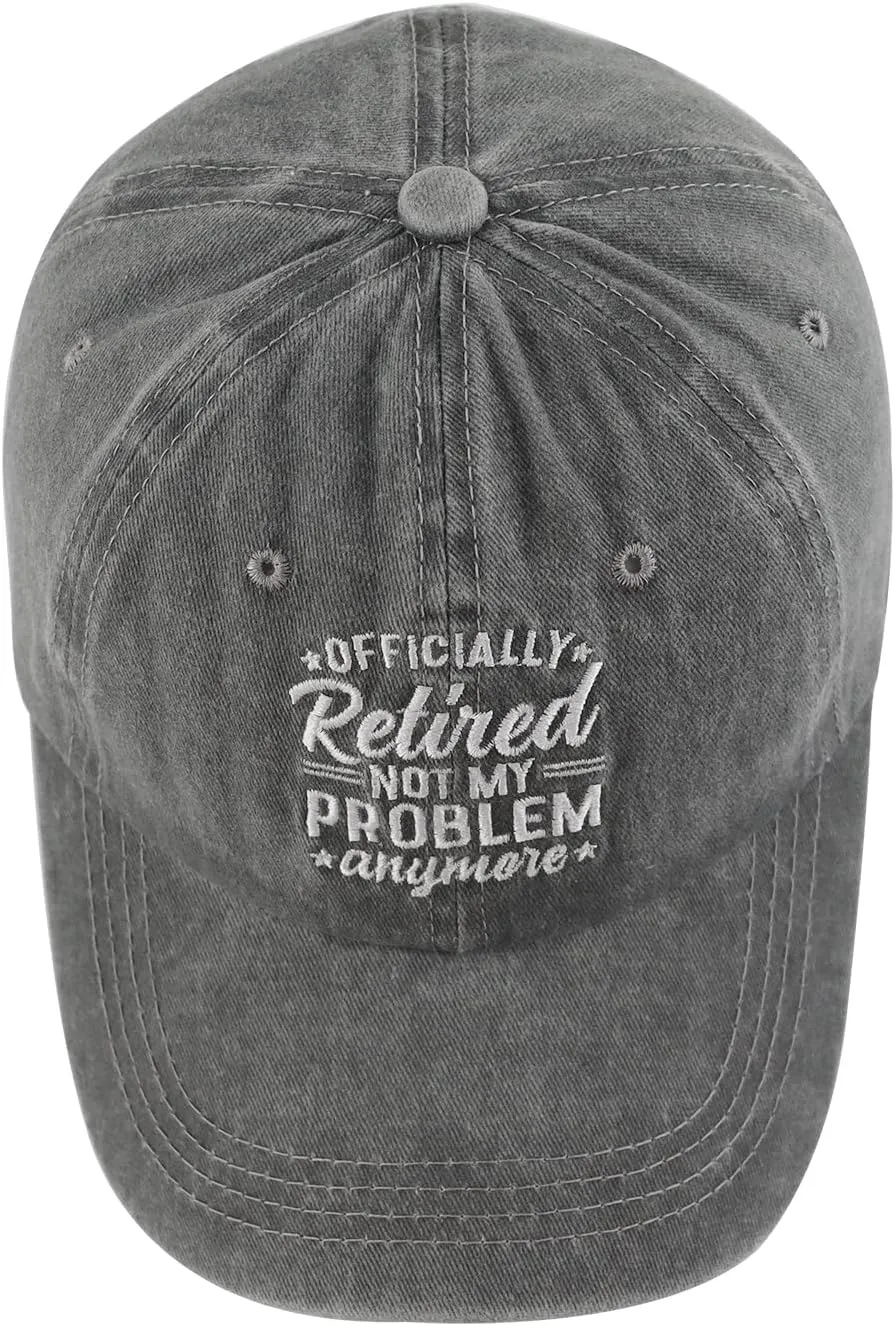 Officially Retired Hat for Women Men, Funny Adjustable Cotton Embroidery Retirement Baseball Cap