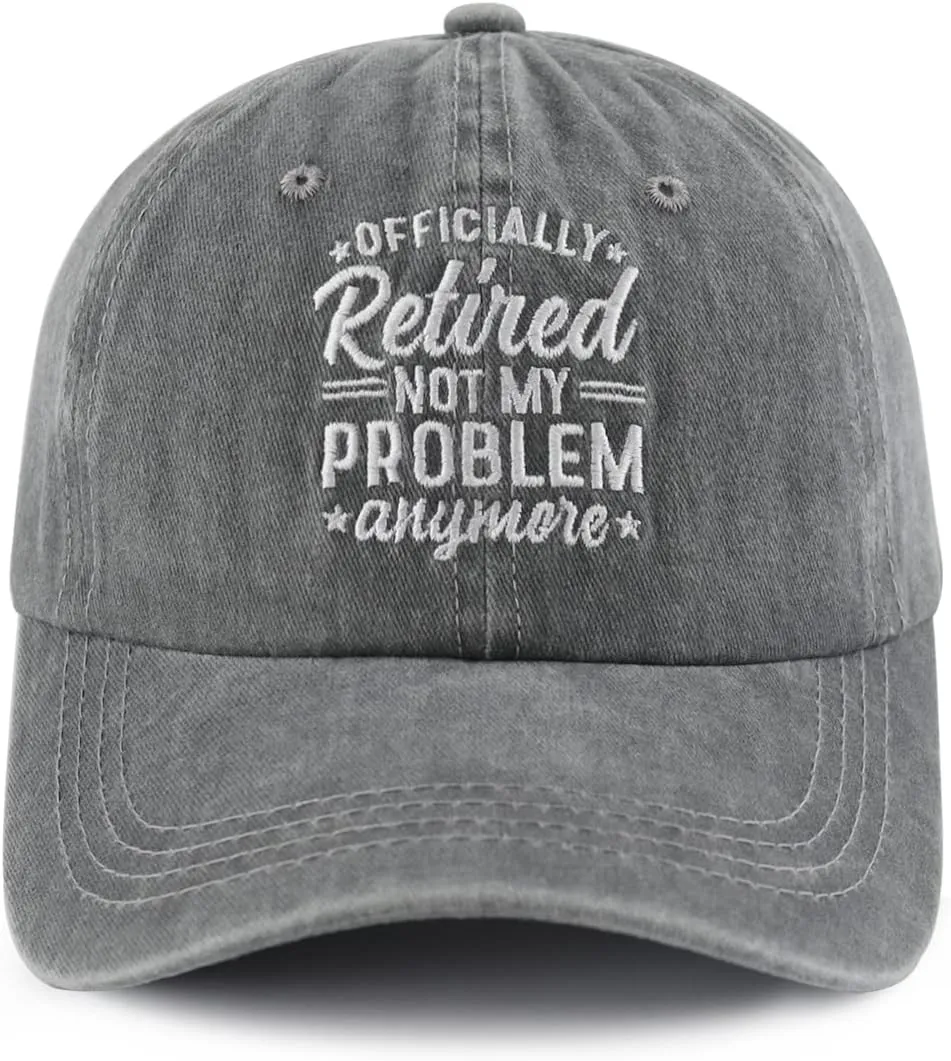 Officially Retired Hat for Women Men, Funny Adjustable Cotton Embroidery Retirement Baseball Cap