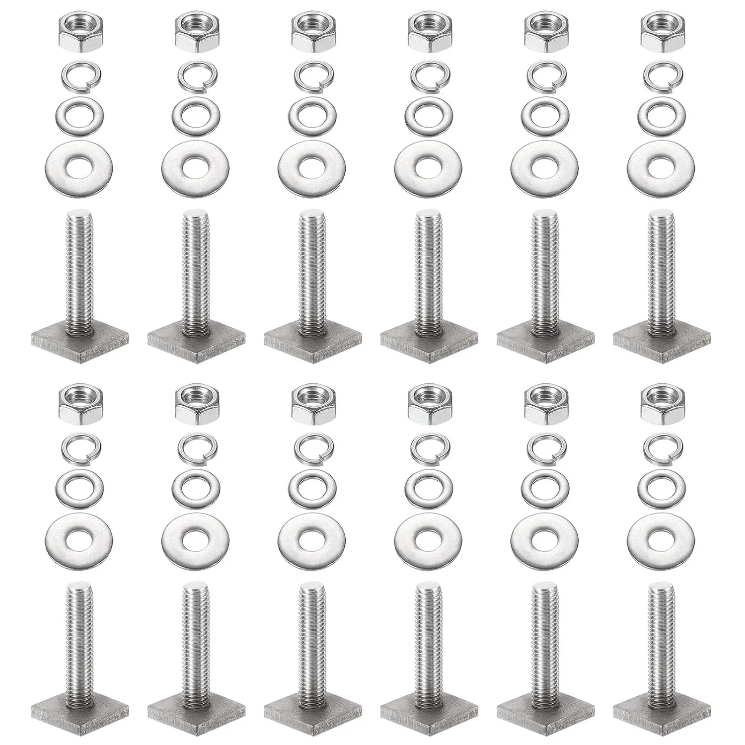 PATIKIL t Slot Bolts M8 x 35mm, 12 Set Square Head t Bolts Roof Rack Stainless Steel t Track Bolts with Nut Washers for Bike Ski Kayak Rack