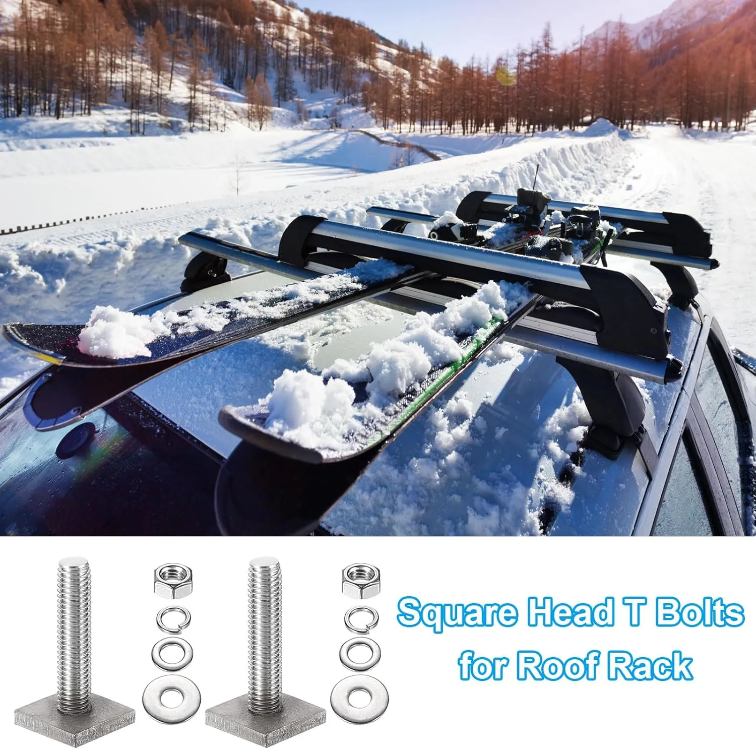 PATIKIL t Slot Bolts M8 x 35mm, 12 Set Square Head t Bolts Roof Rack Stainless Steel t Track Bolts with Nut Washers for Bike Ski Kayak Rack
