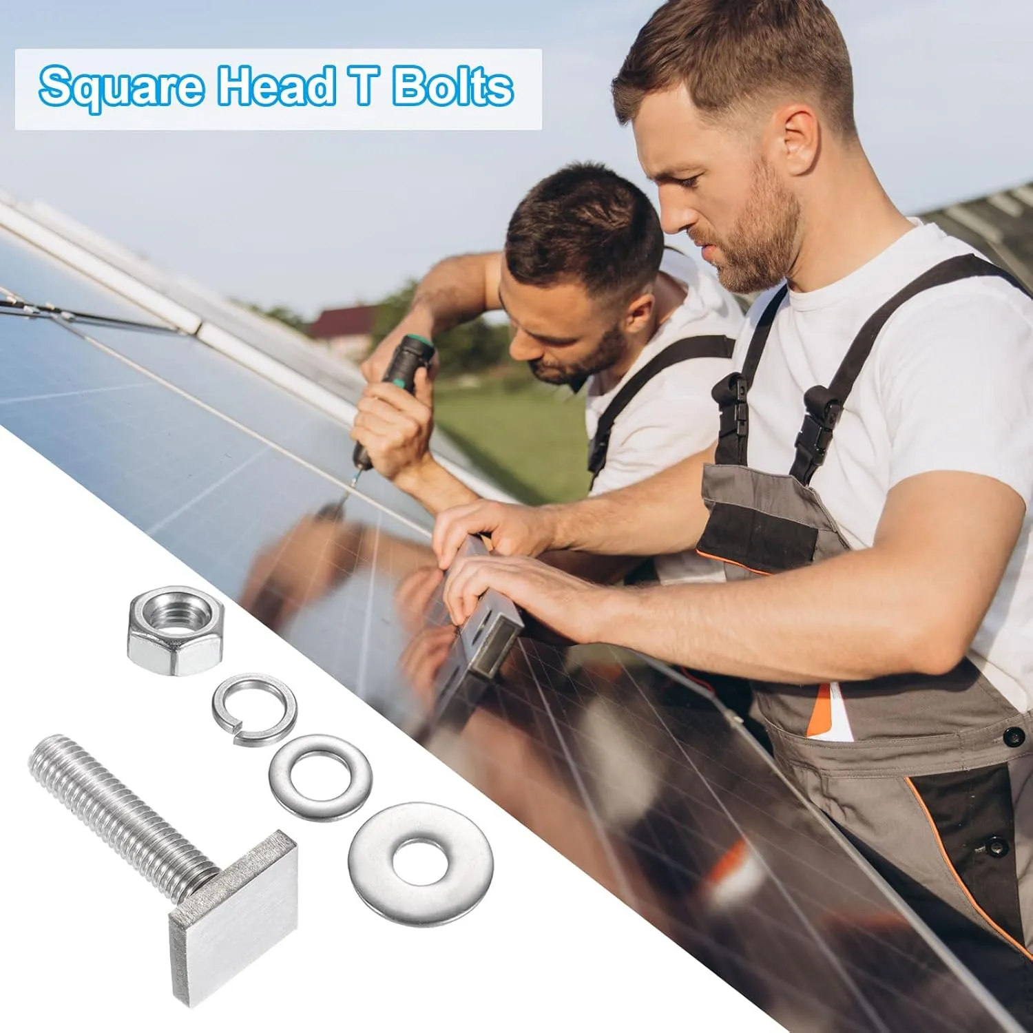 PATIKIL t Slot Bolts M8 x 35mm, 12 Set Square Head t Bolts Roof Rack Stainless Steel t Track Bolts with Nut Washers for Bike Ski Kayak Rack