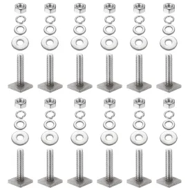 PATIKIL t Slot Bolts M8 x 35mm, 12 Set Square Head t Bolts Roof Rack Stainless Steel t Track Bolts with Nut Washers for Bike Ski Kayak Rack