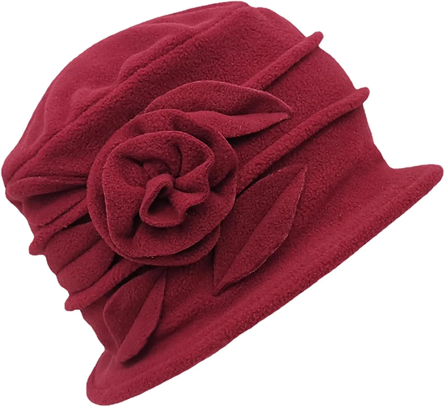 Polar Fleece Fashion Women-Cloche-Hat, 1920s Vintage Womens-Felt-Hat, Floral Winter Fall Spring Church-Hats for Women Elegant