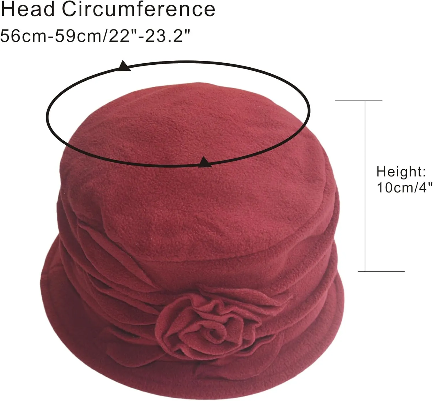 Polar Fleece Fashion Women-Cloche-Hat, 1920s Vintage Womens-Felt-Hat, Floral Winter Fall Spring Church-Hats for Women Elegant