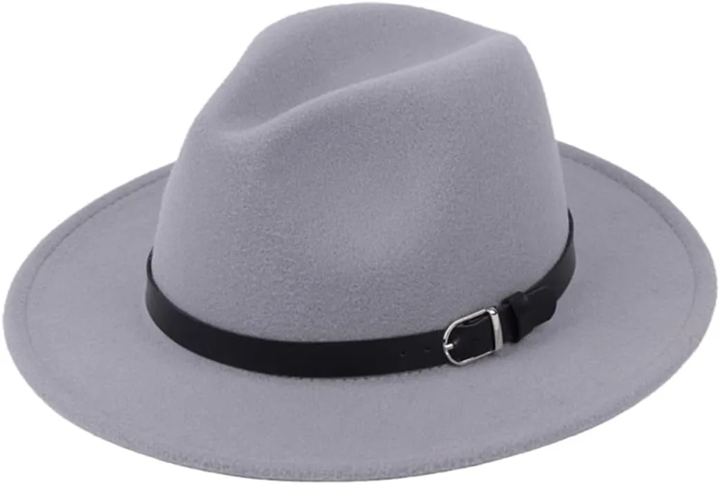 Pulcykp British Hat Men Women Imitation Woolen Winter Felt Hats Fashion Jazz Hat Chapeau Gray 56-58CM