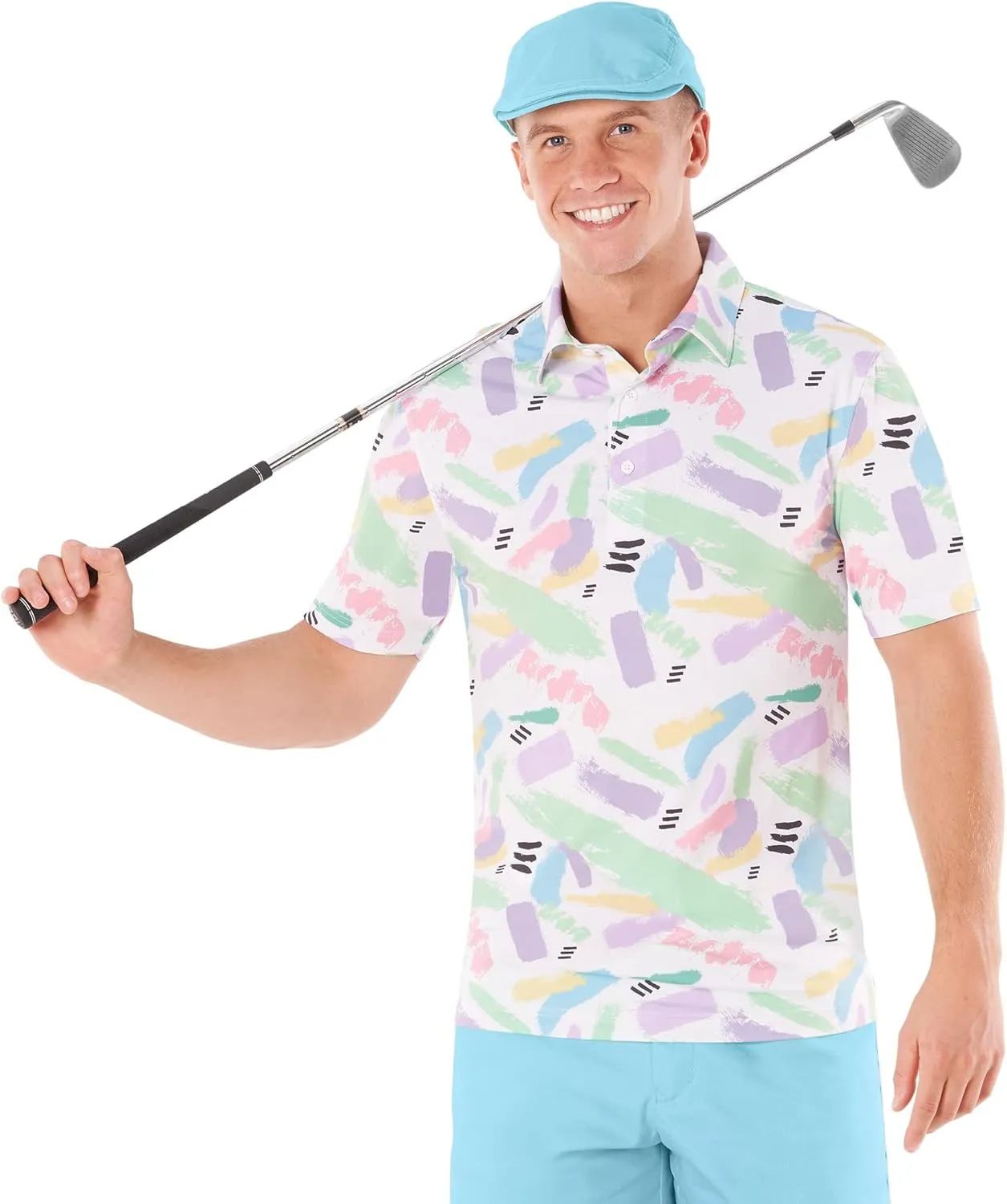 Royal & Awesome Pastel Golf Hats Men, Funny Golf Hats, Mens Newsboy Cap, Flat Cap Style, Bright Pastel Design, One Size