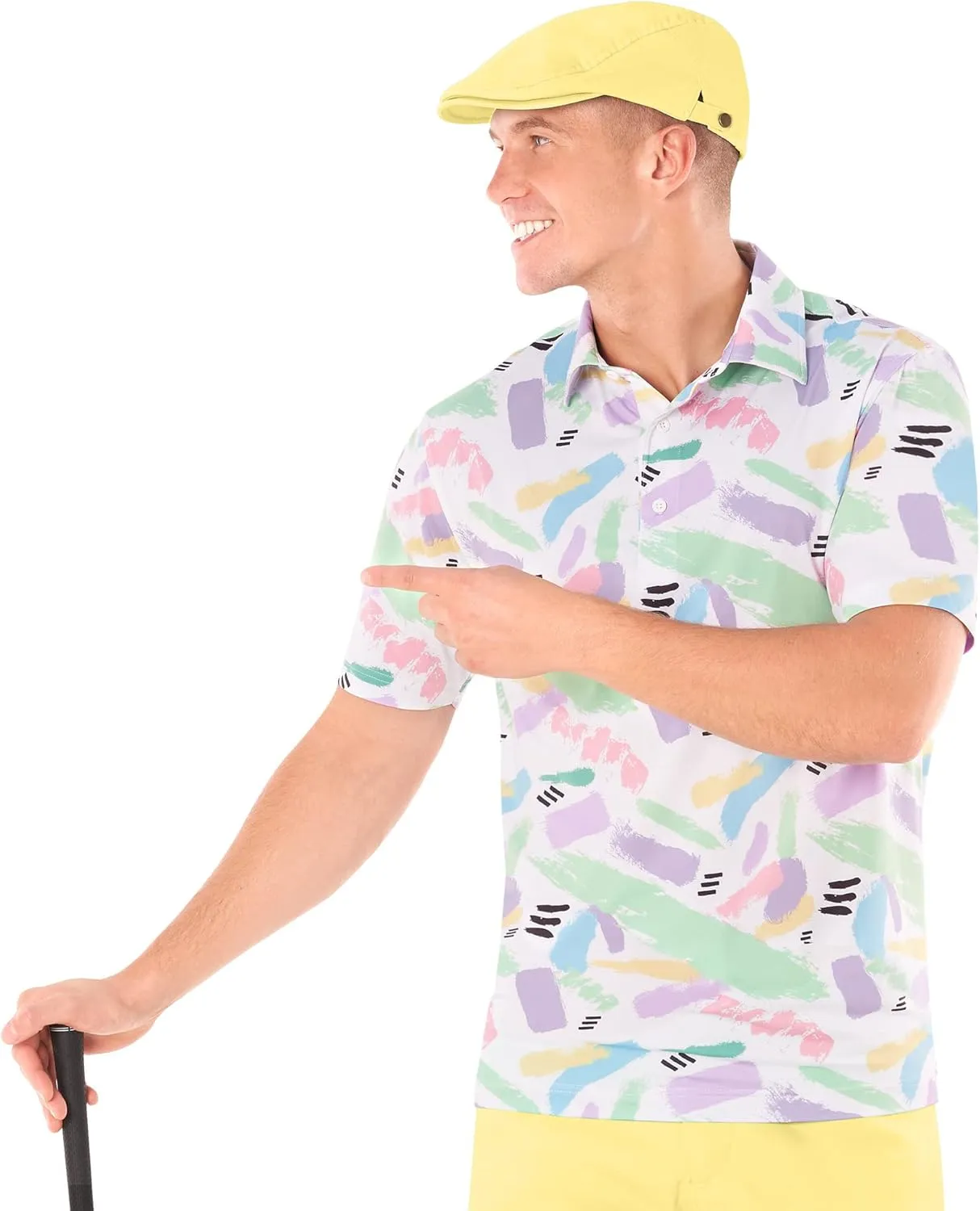 Royal & Awesome Pastel Golf Hats Men, Funny Golf Hats, Mens Newsboy Cap, Flat Cap Style, Bright Pastel Design, One Size