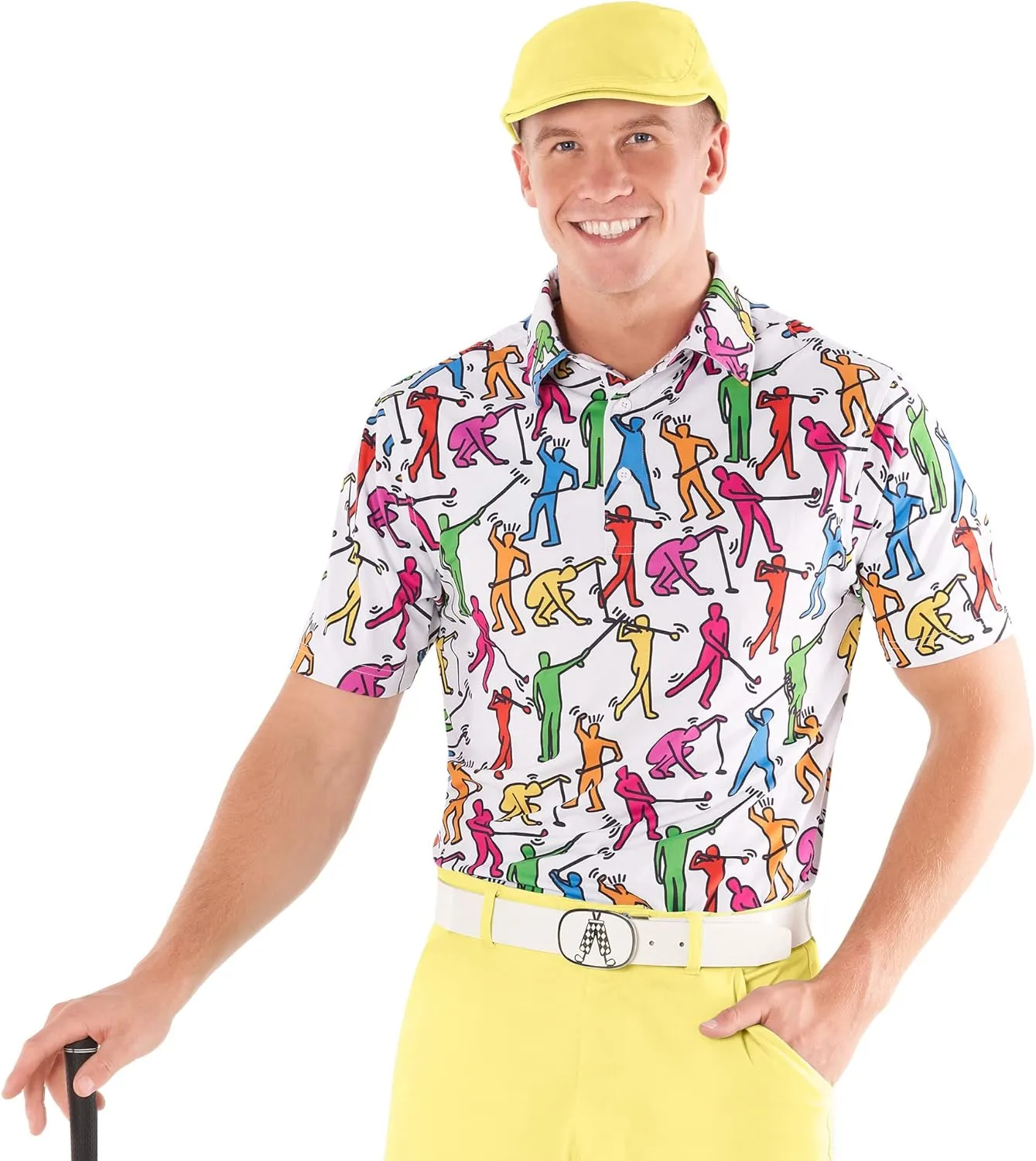 Royal & Awesome Pastel Golf Hats Men, Funny Golf Hats, Mens Newsboy Cap, Flat Cap Style, Bright Pastel Design, One Size