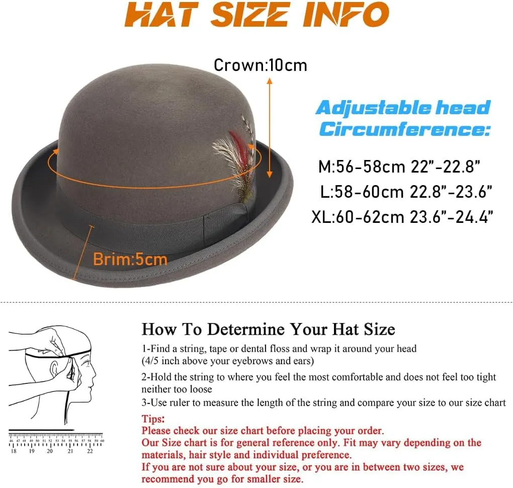 Ruphedy Wool Fedora Hats for Men Women Wide Brim Felt Panama Hat