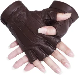 Sheepskin leather Half Finger driving gloves for Women