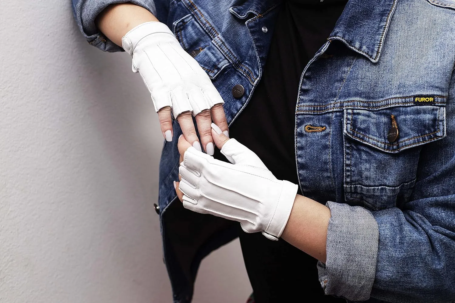Sheepskin leather Half Finger driving gloves for Women
