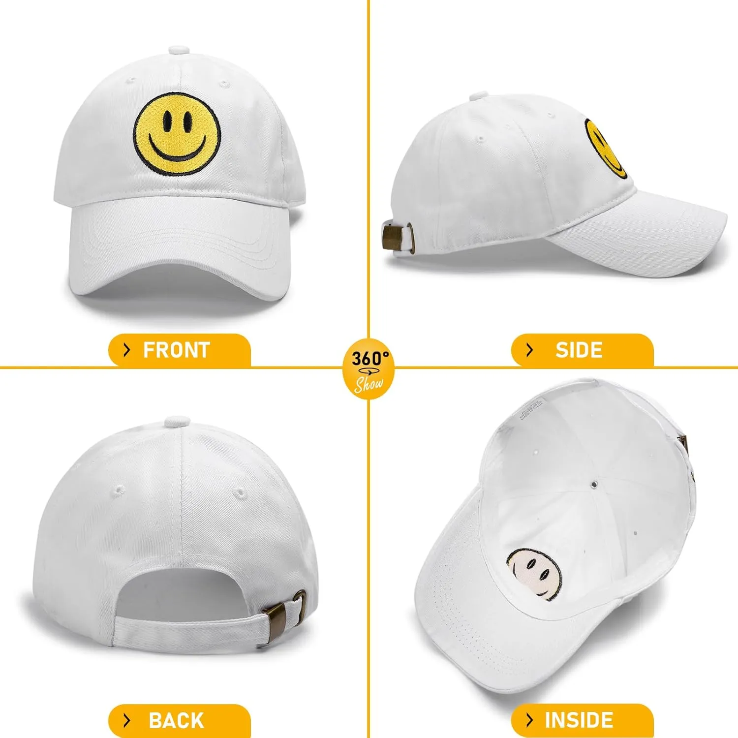 SONMONY Smile Face Baseball Cap for Women Men Cute Baseball Caps Unstructured Cotton Dad Hat