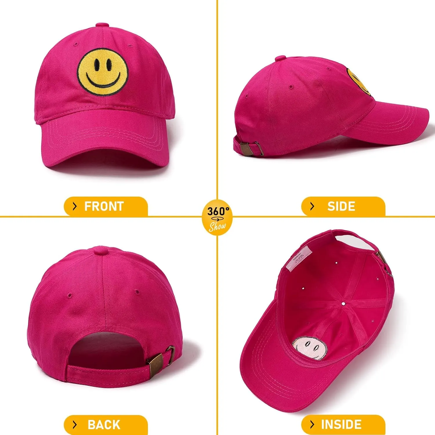 SONMONY Smile Face Baseball Cap for Women Men Cute Baseball Caps Unstructured Cotton Dad Hat