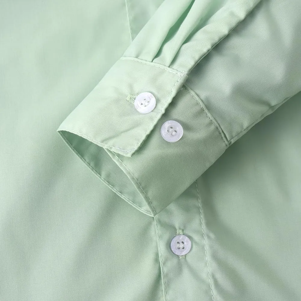 Spring&Gege Boys' Long Sleeve Dress Shirts Formal Uniform Poplin Solid