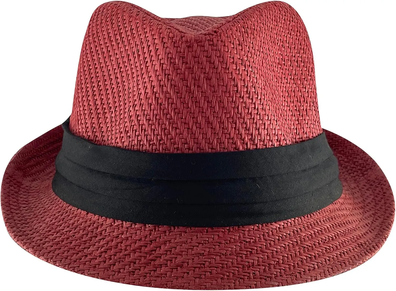 TOP HEADWEAR Triband Straw Fedora Hat