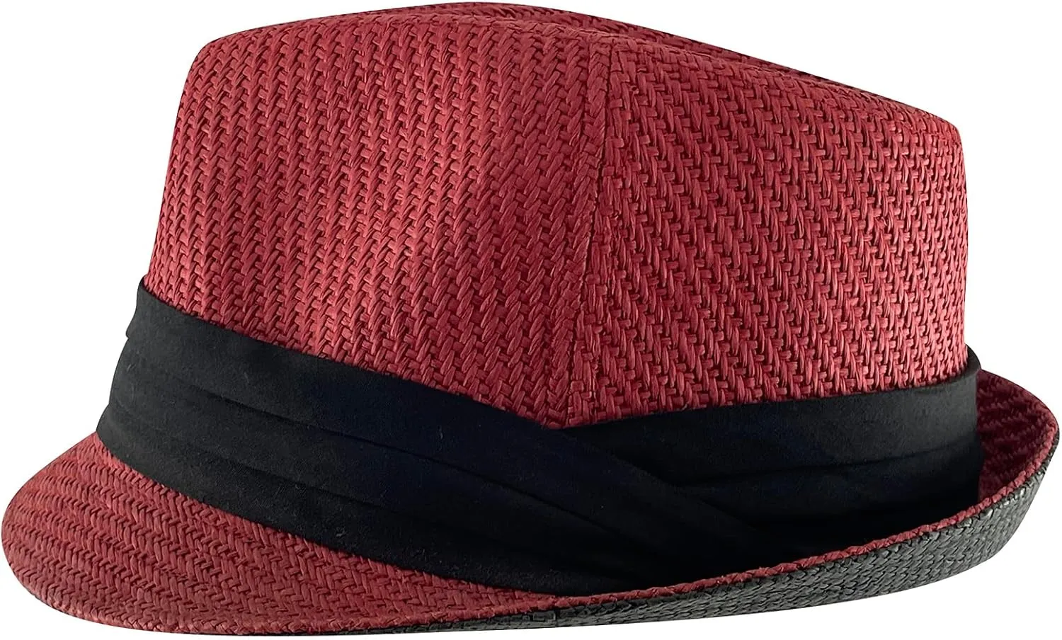 TOP HEADWEAR Triband Straw Fedora Hat